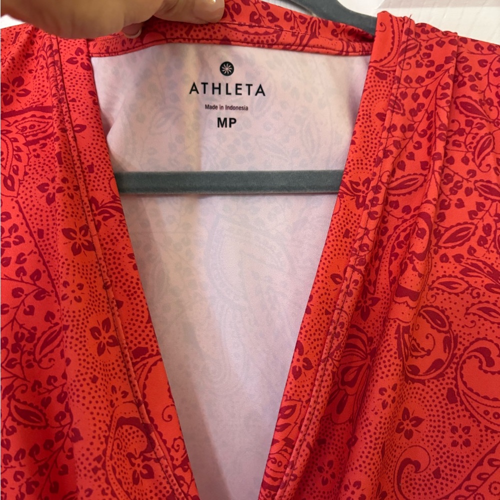 Athleta Red Paisley Dress MP - Picture 3 of 4
